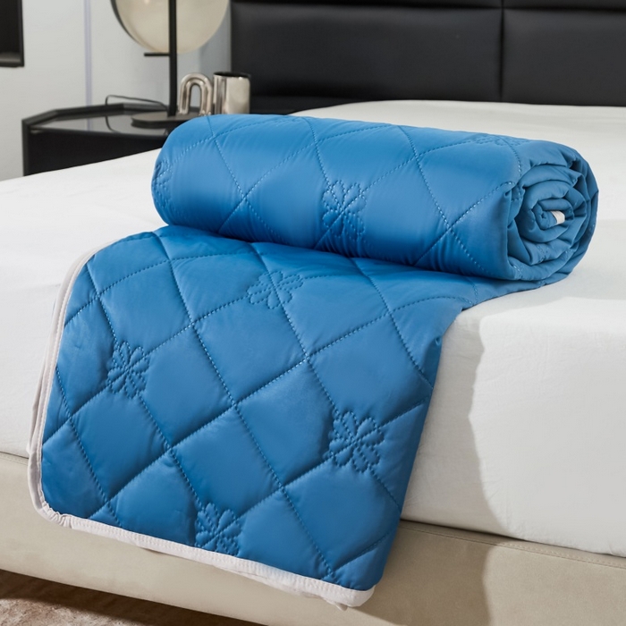 91家纺网 家纺一手货源 找家纺 天之悦家纺 2026跨境外贸可机洗水洗A类夏被冰淇淋凉感丝空调被子被芯夏凉被 深蓝色配灰色（花纹款）