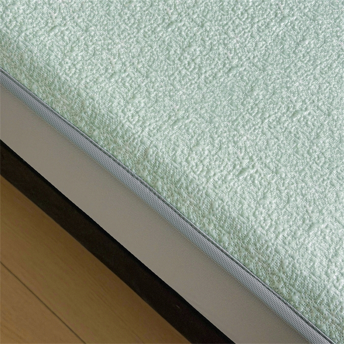 91家纺网 家纺一手货源 找家纺 慕木家纺 2026新款高端复合三明治PE乙纶提花610克冰豆豆凉席欧洛菲系列（提供买家秀） 欧洛菲-绿床笠款