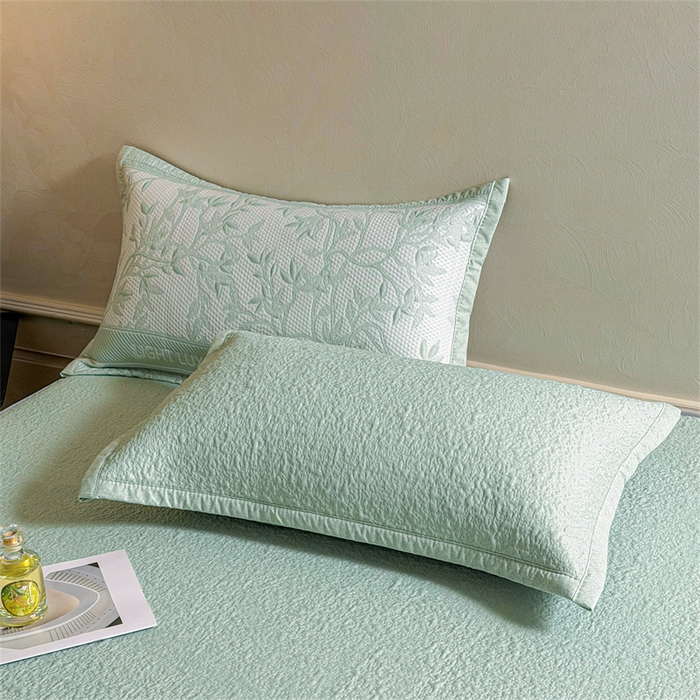 91家纺网 家纺一手货源 找家纺 慕木家纺 2026新款高端复合三明治PE乙纶提花610克冰豆豆凉席欧洛菲系列（提供买家秀） 欧洛菲-绿床笠款