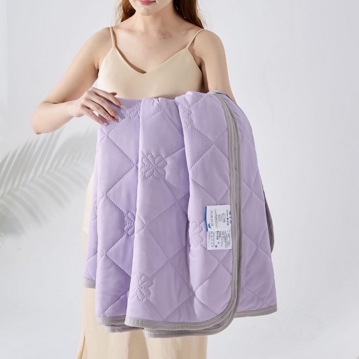 91家纺网 家纺一手货源 找家纺 天之悦家纺 2026跨境外贸可机洗水洗A类夏被冰淇淋凉感丝空调被子被芯夏凉被 紫色配灰色（花纹款）