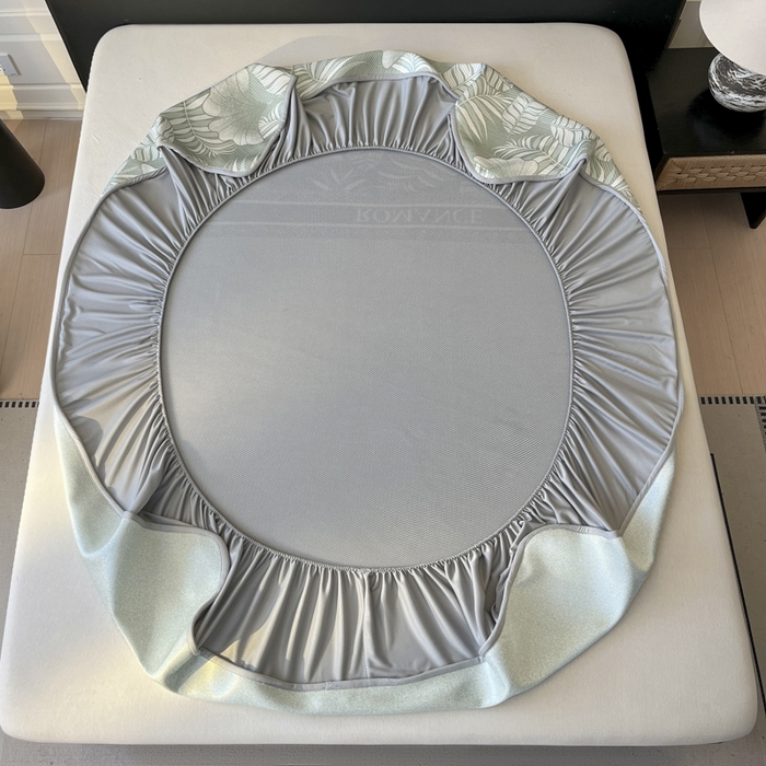 91家纺网 家纺一手货源 找家纺 席佬大 2026新款印花冰丝凉席席子 床笠款-豆绿