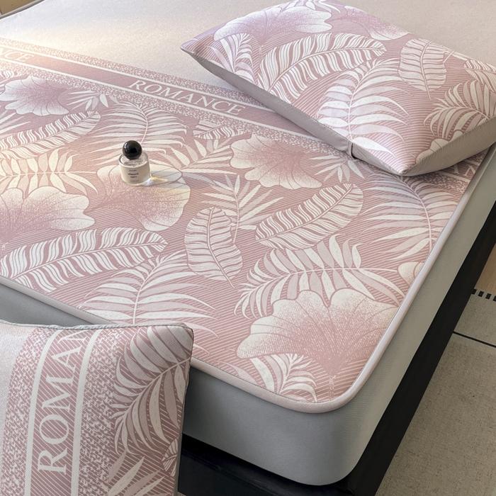 91家纺网 家纺一手货源 找家纺 席佬大 2026新款印花冰丝凉席席子 床笠款-蜜桃粉