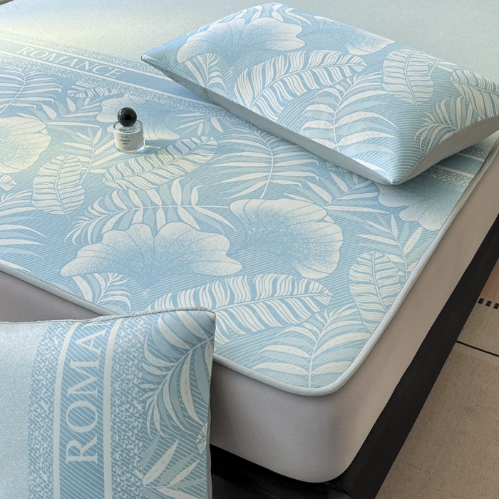 91家纺网 家纺一手货源 找家纺 席佬大 2026新款印花冰丝凉席席子 床笠款-天空蓝