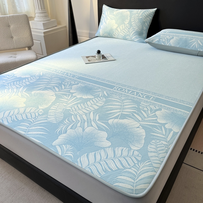 91家纺网 家纺一手货源 找家纺 席佬大 2026新款印花冰丝凉席席子 床笠款-天空蓝