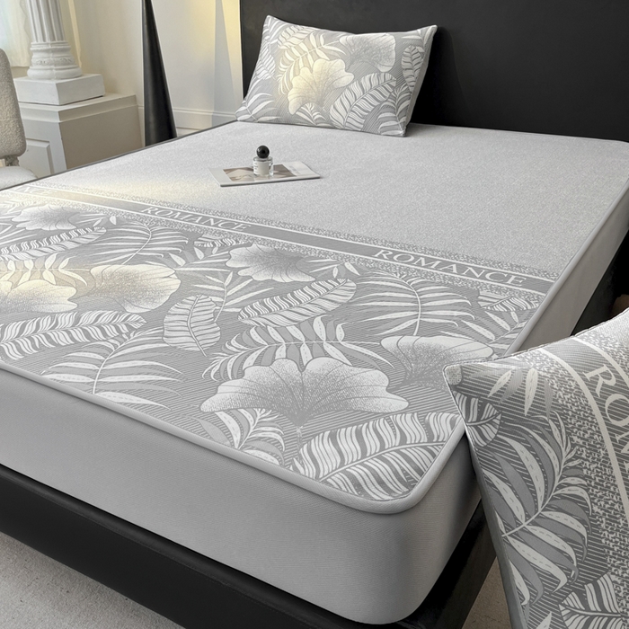 91家纺网 家纺一手货源 找家纺 席佬大 2026新款印花冰丝凉席席子 床笠款-月光灰