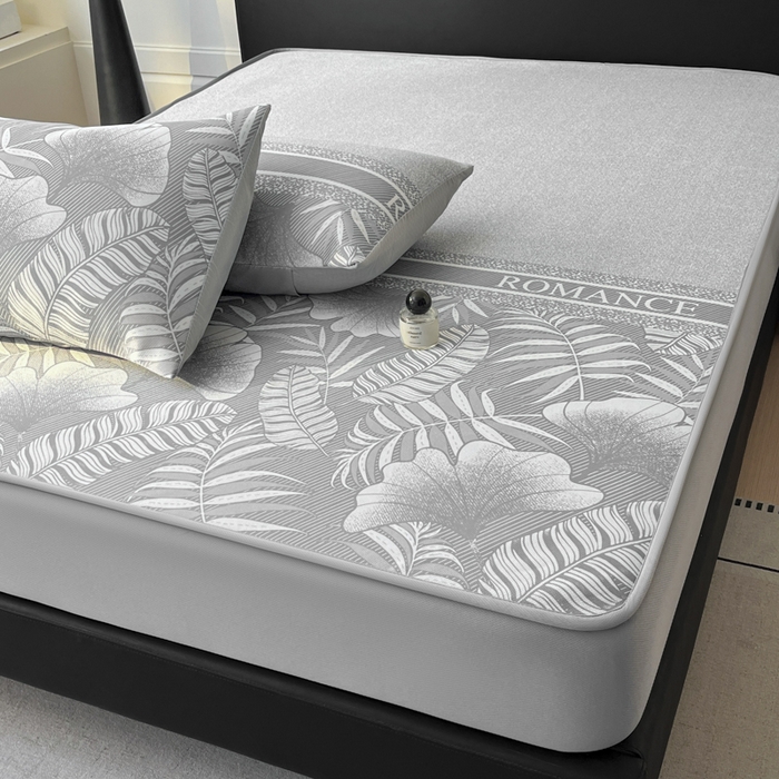 91家纺网 家纺一手货源 找家纺 席佬大 2026新款印花冰丝凉席席子 床笠款-月光灰