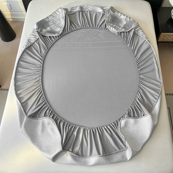 91家纺网 家纺一手货源 找家纺 席佬大 2026新款印花冰丝凉席席子 床笠款-月光灰