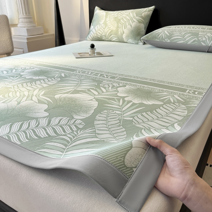 席佬大 2026新款印花冰丝凉席席子 凉席款-豆绿