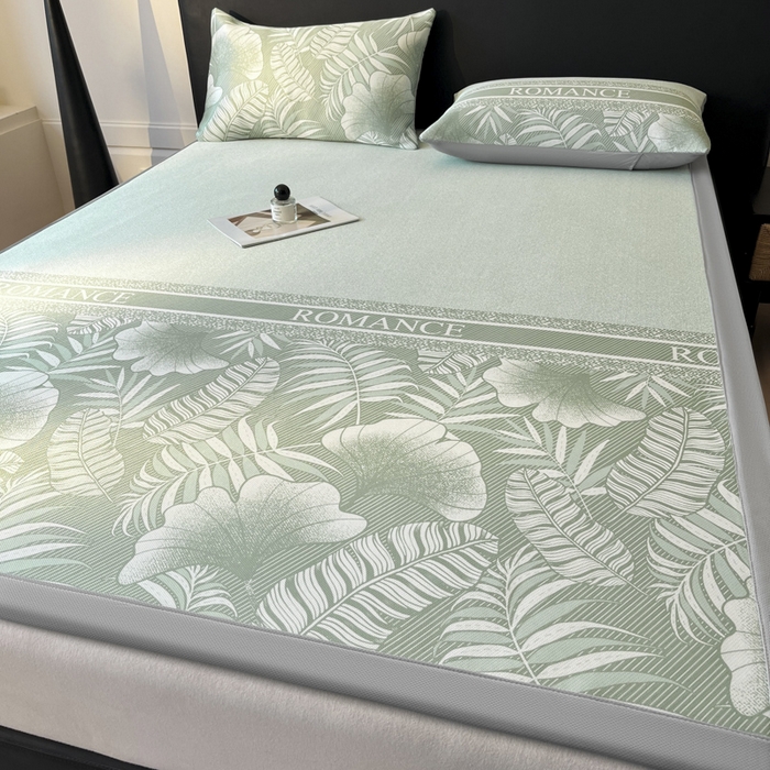 91家纺网 家纺一手货源 找家纺 席佬大 2026新款印花冰丝凉席席子 凉席款-豆绿