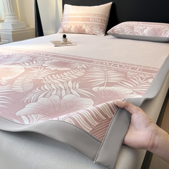 席佬大 2026新款印花冰丝凉席席子 凉席款-蜜桃粉