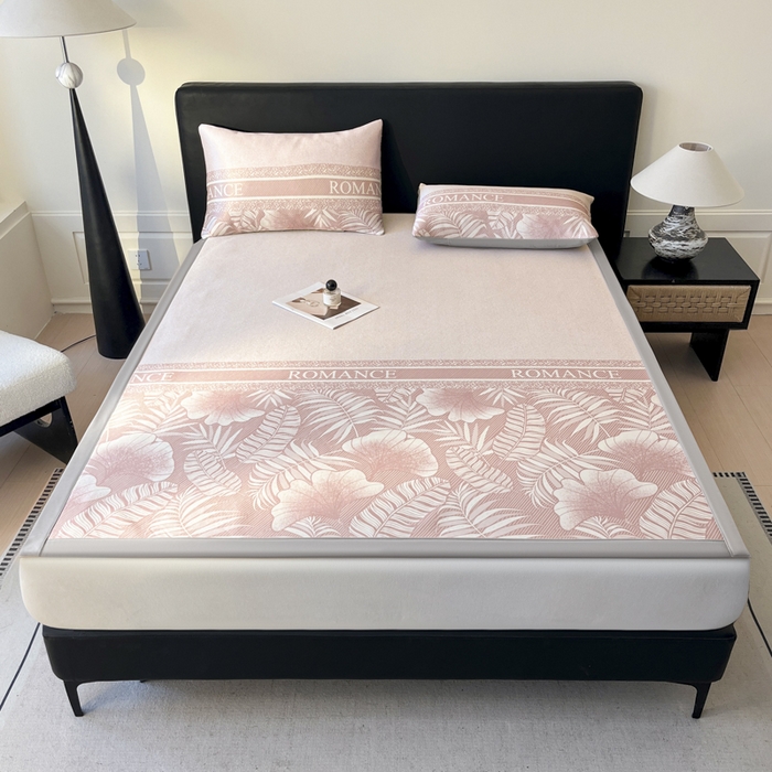 91家纺网 家纺一手货源 找家纺 席佬大 2026新款印花冰丝凉席席子 凉席款-蜜桃粉