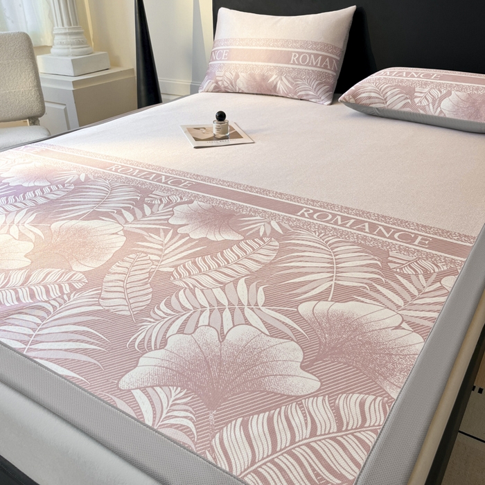 91家纺网 家纺一手货源 找家纺 席佬大 2026新款印花冰丝凉席席子 凉席款-蜜桃粉