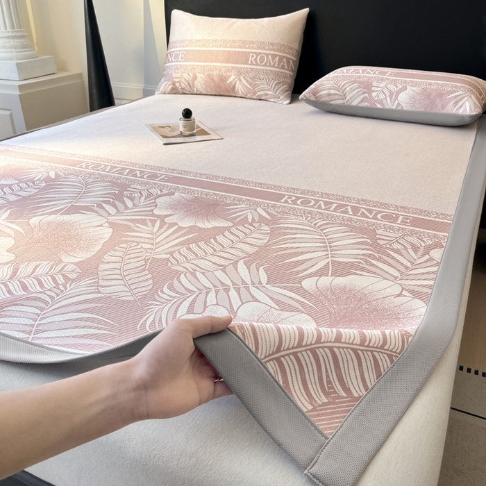 91家纺网 家纺一手货源 找家纺 席佬大 2026新款印花冰丝凉席席子 凉席款-蜜桃粉