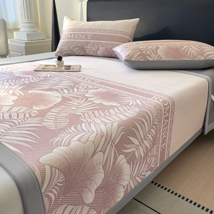 91家纺网 家纺一手货源 找家纺 席佬大 2026新款印花冰丝凉席席子 凉席款-蜜桃粉