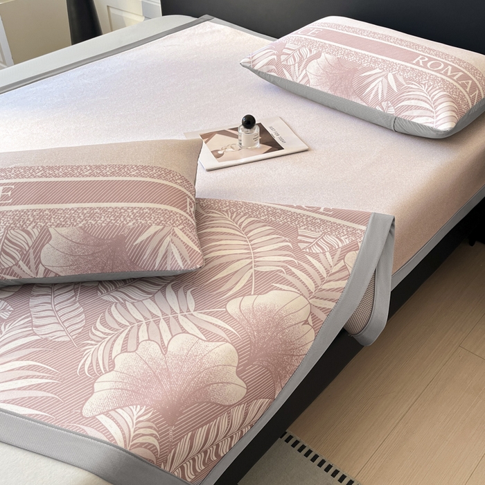 91家纺网 家纺一手货源 找家纺 席佬大 2026新款印花冰丝凉席席子 凉席款-蜜桃粉