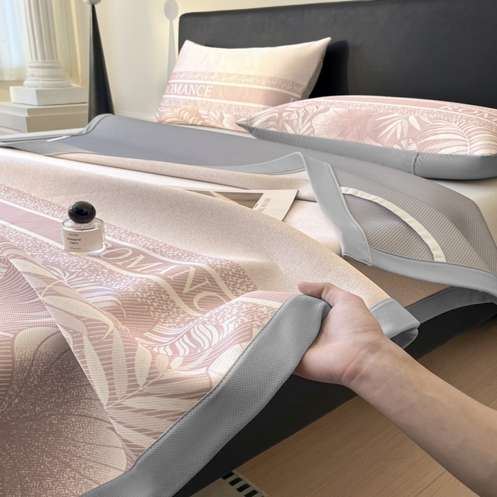 91家纺网 家纺一手货源 找家纺 席佬大 2026新款印花冰丝凉席席子 凉席款-蜜桃粉