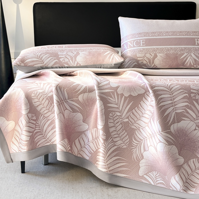 91家纺网 家纺一手货源 找家纺 席佬大 2026新款印花冰丝凉席席子 凉席款-蜜桃粉