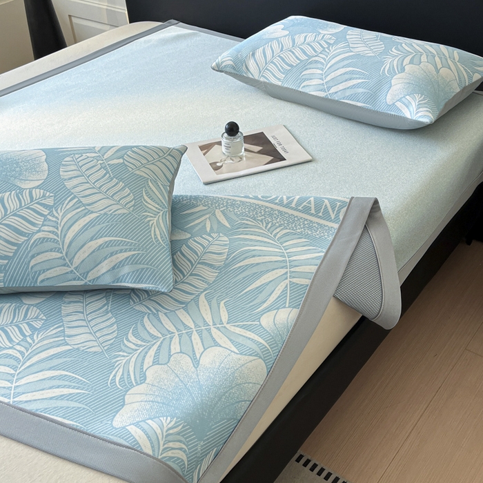 91家纺网 家纺一手货源 找家纺 席佬大 2026新款印花冰丝凉席席子 凉席款-天空蓝