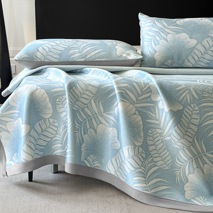 91家纺网 家纺一手货源 找家纺 席佬大 2026新款印花冰丝凉席席子 凉席款-天空蓝