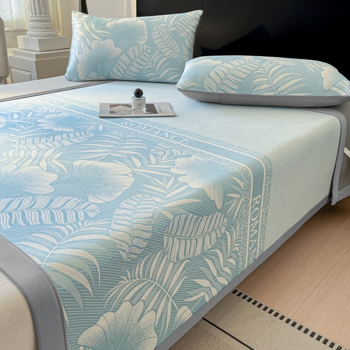 91家纺网 家纺一手货源 找家纺 席佬大 2026新款印花冰丝凉席席子 凉席款-天空蓝