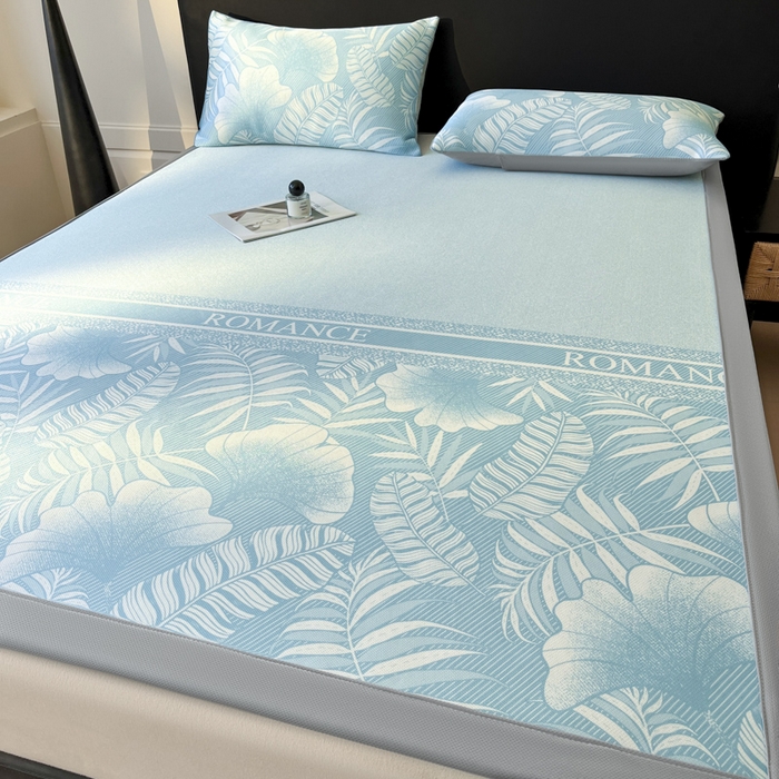 91家纺网 家纺一手货源 找家纺 席佬大 2026新款印花冰丝凉席席子 凉席款-天空蓝