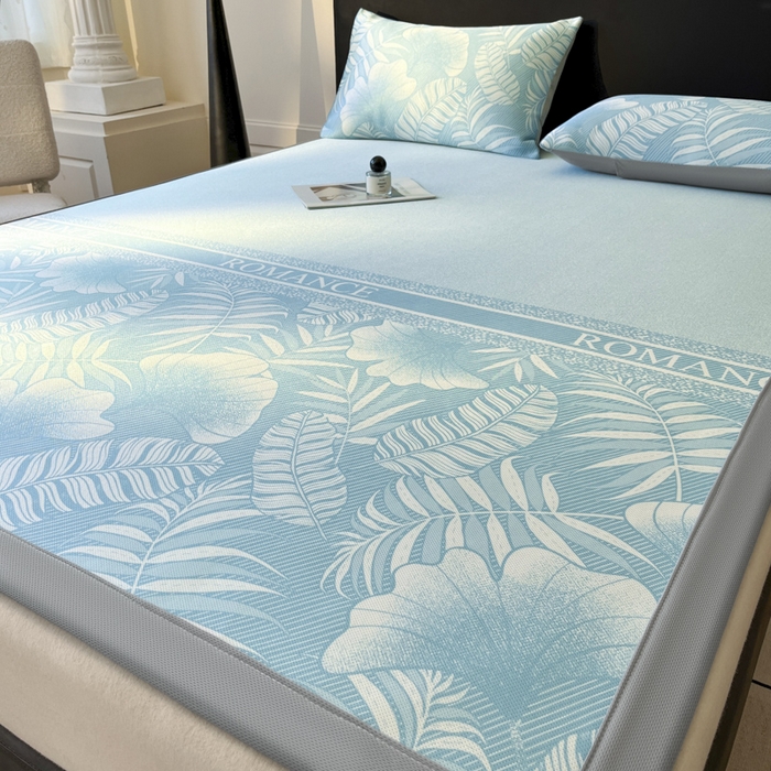 91家纺网 家纺一手货源 找家纺 席佬大 2026新款印花冰丝凉席席子 凉席款-天空蓝