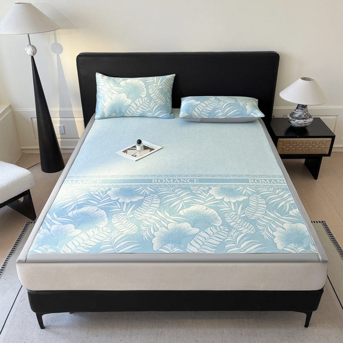 91家纺网 家纺一手货源 找家纺 席佬大 2026新款印花冰丝凉席席子 凉席款-天空蓝