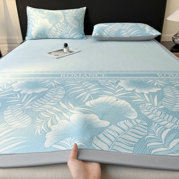 91家纺网 家纺一手货源 找家纺 席佬大 2026新款印花冰丝凉席席子 凉席款-天空蓝