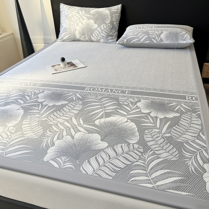 91家纺网 家纺一手货源 找家纺 席佬大 2026新款印花冰丝凉席席子 凉席款-月光灰