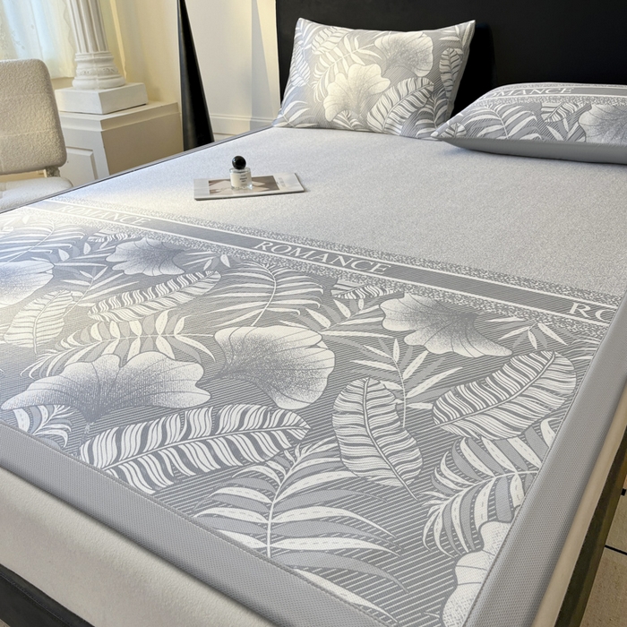 91家纺网 家纺一手货源 找家纺 席佬大 2026新款印花冰丝凉席席子 凉席款-月光灰