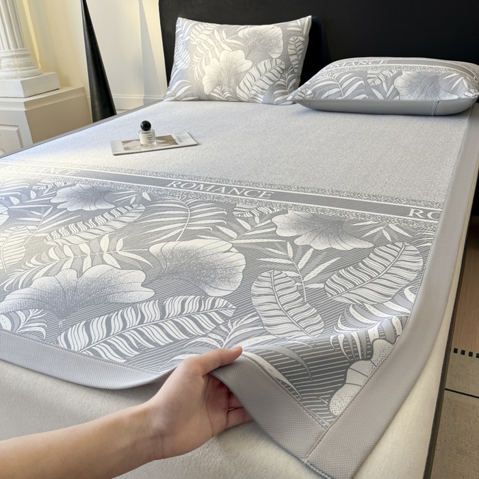 91家纺网 家纺一手货源 找家纺 席佬大 2026新款印花冰丝凉席席子 凉席款-月光灰