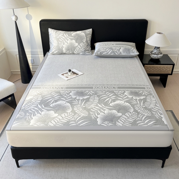 91家纺网 家纺一手货源 找家纺 席佬大 2026新款印花冰丝凉席席子 凉席款-月光灰