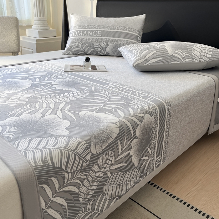 91家纺网 家纺一手货源 找家纺 席佬大 2026新款印花冰丝凉席席子 凉席款-月光灰