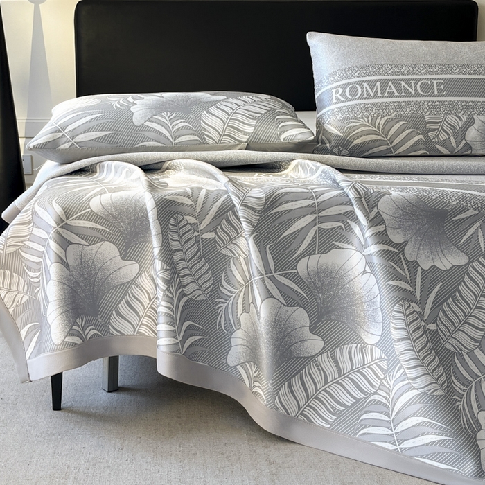 91家纺网 家纺一手货源 找家纺 席佬大 2026新款印花冰丝凉席席子 凉席款-月光灰