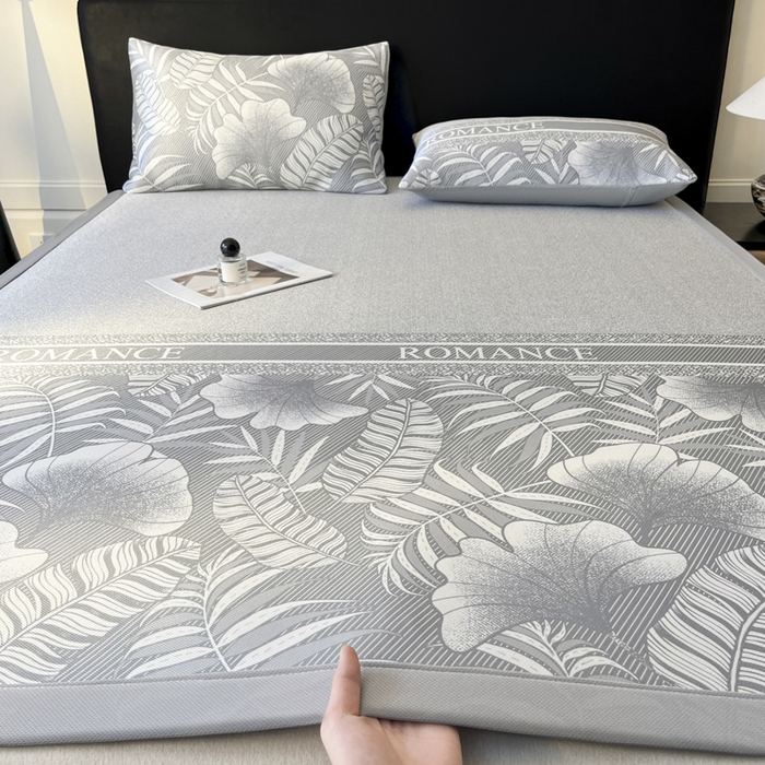 91家纺网 家纺一手货源 找家纺 席佬大 2026新款印花冰丝凉席席子 凉席款-月光灰