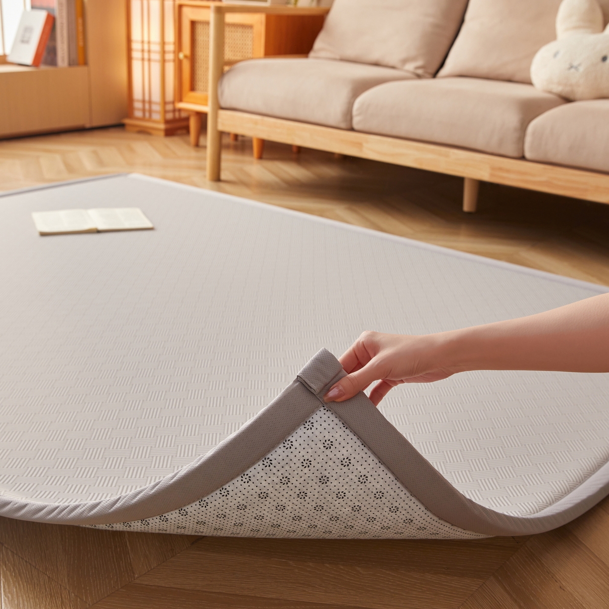 91家纺网 家纺一手货源 找家纺 喜她床垫 2026新款纯色凉感冰丝地垫 时尚凉席地垫床垫（厚度1.5cm） 灰色