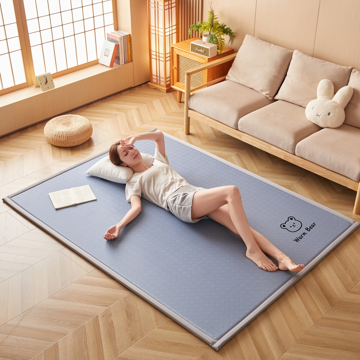 91家纺网 家纺一手货源 找家纺 （总）喜她床垫 2026新款纯色凉感冰丝地垫 时尚凉席地垫床垫（厚度1.5cm）