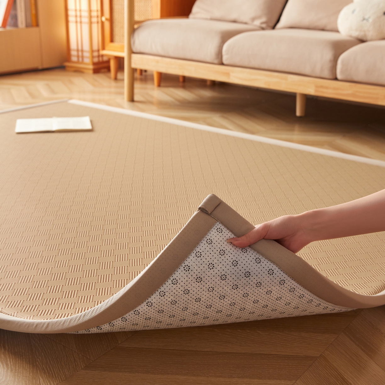 91家纺网 家纺一手货源 找家纺 喜她床垫 2026新款纯色凉感冰丝地垫 时尚凉席地垫床垫（厚度1.5cm） 咖色