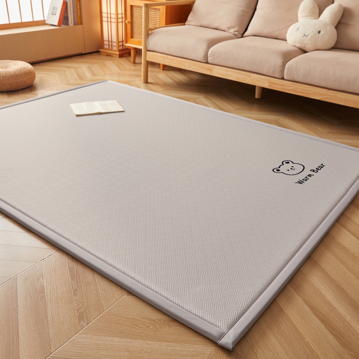 91家纺网 家纺一手货源 找家纺 喜她床垫 2026新款纯色凉感冰丝地垫 时尚凉席地垫床垫（厚度1.5cm） 灰色