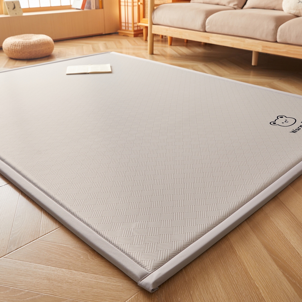 91家纺网 家纺一手货源 找家纺 喜她床垫 2026新款纯色凉感冰丝地垫 时尚凉席地垫床垫（厚度1.5cm） 灰色