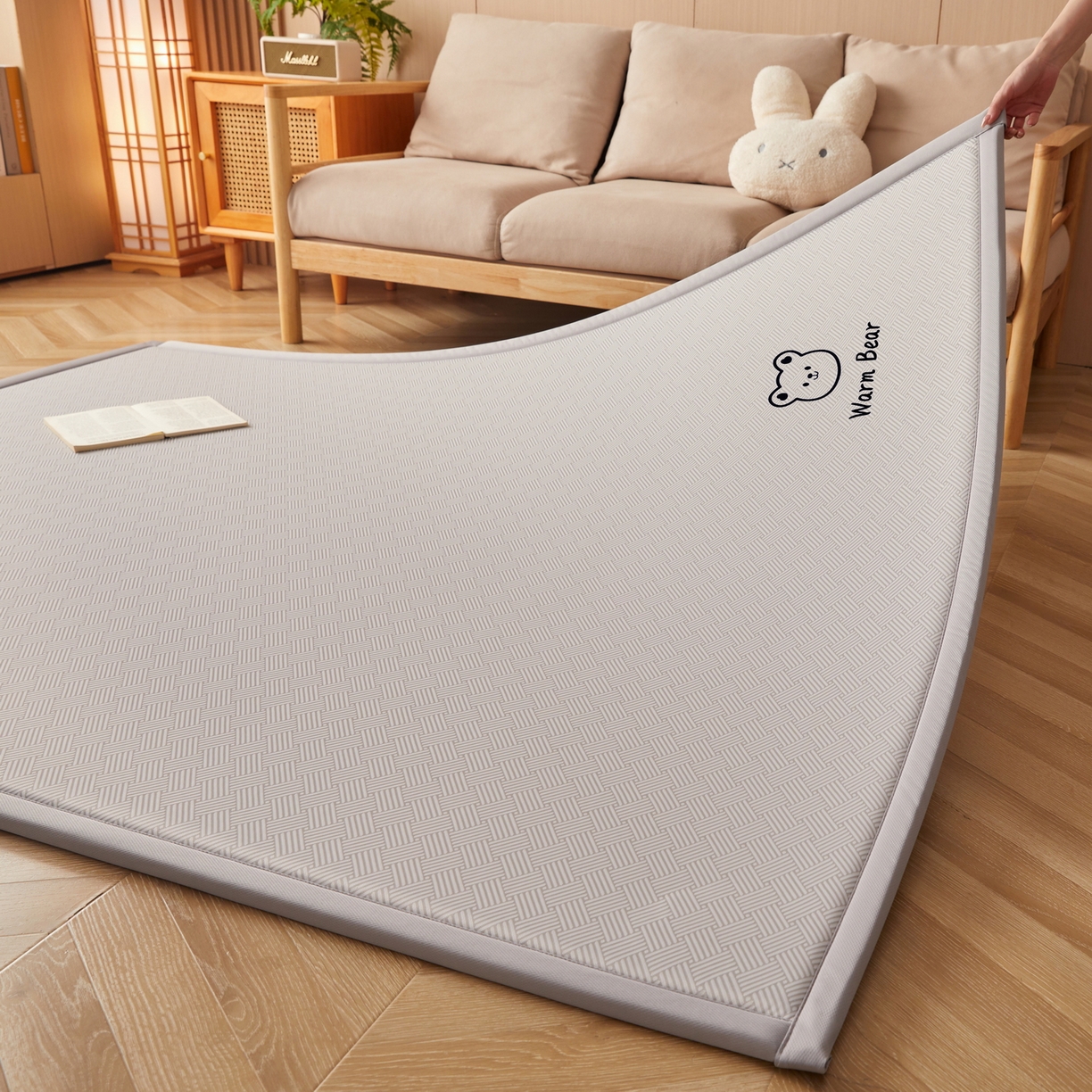 91家纺网 家纺一手货源 找家纺 喜她床垫 2026新款纯色凉感冰丝地垫 时尚凉席地垫床垫（厚度1.5cm） 灰色