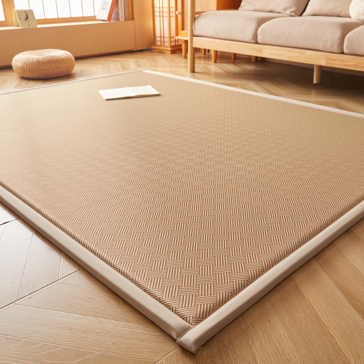 91家纺网 家纺一手货源 找家纺 喜她床垫 2026新款纯色凉感冰丝地垫 时尚凉席地垫床垫（厚度1.5cm） 咖色