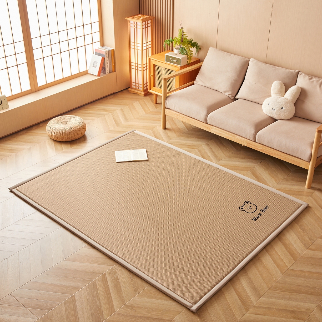 91家纺网 家纺一手货源 找家纺 喜她床垫 2026新款纯色凉感冰丝地垫 时尚凉席地垫床垫（厚度1.5cm） 咖色