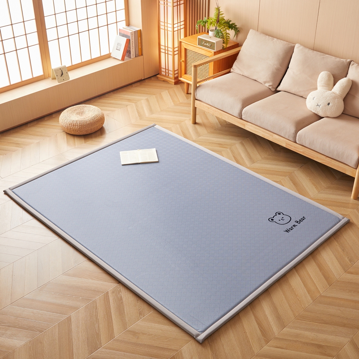 91家纺网 家纺一手货源 找家纺 喜她床垫 2026新款纯色凉感冰丝地垫 时尚凉席地垫床垫（厚度1.5cm） 蓝色