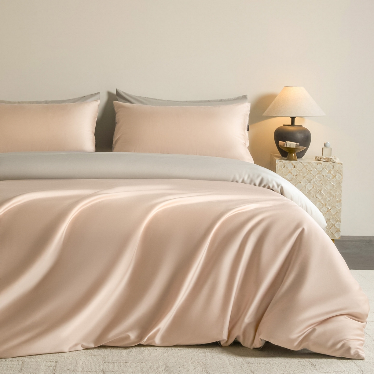 91家纺网 家纺一手货源 找家纺 （总）秀色家纺 2026新款60S进口天丝贡缎新疆长绒棉纯色轻奢四件套