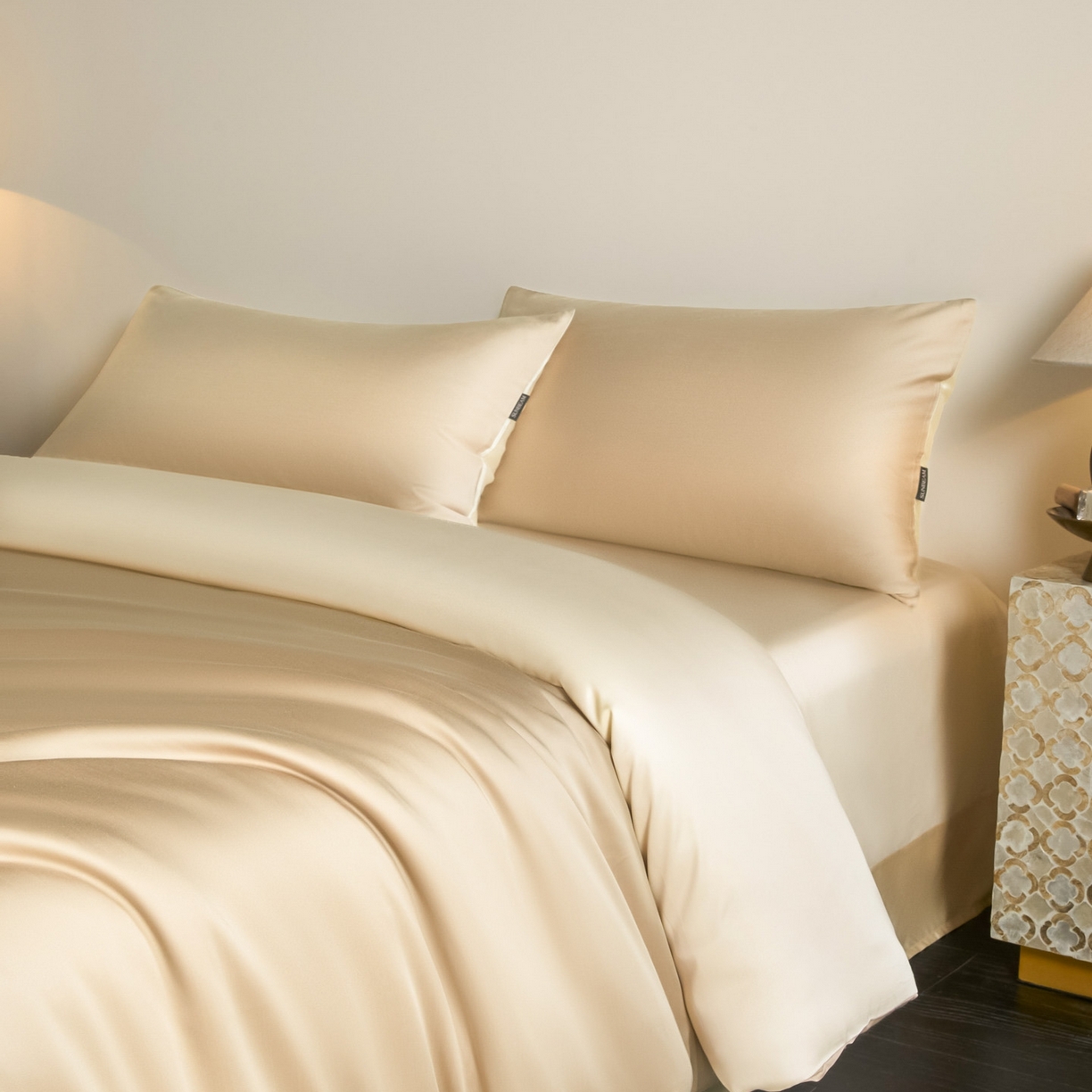 91家纺网 家纺一手货源 找家纺 秀色家纺 2026新款60S进口天丝贡缎新疆长绒棉纯色轻奢四件套 Air-天丝棉-温柔奶咖