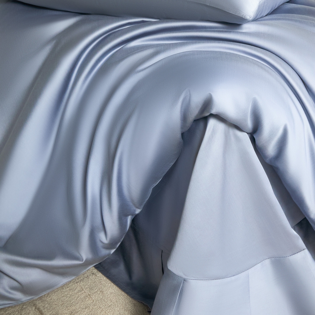 91家纺网 家纺一手货源 找家纺 秀色家纺 2026新款60S进口天丝贡缎新疆长绒棉纯色轻奢四件套 Air-天丝棉-星雾蓝