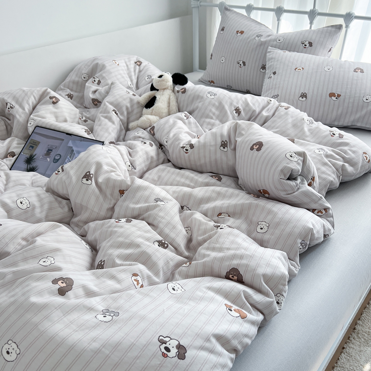 91家纺网 家纺一手货源 找家纺 （总）早晨家纺 2026新款INS博主风卡通A类全棉纯棉双层纱四件套