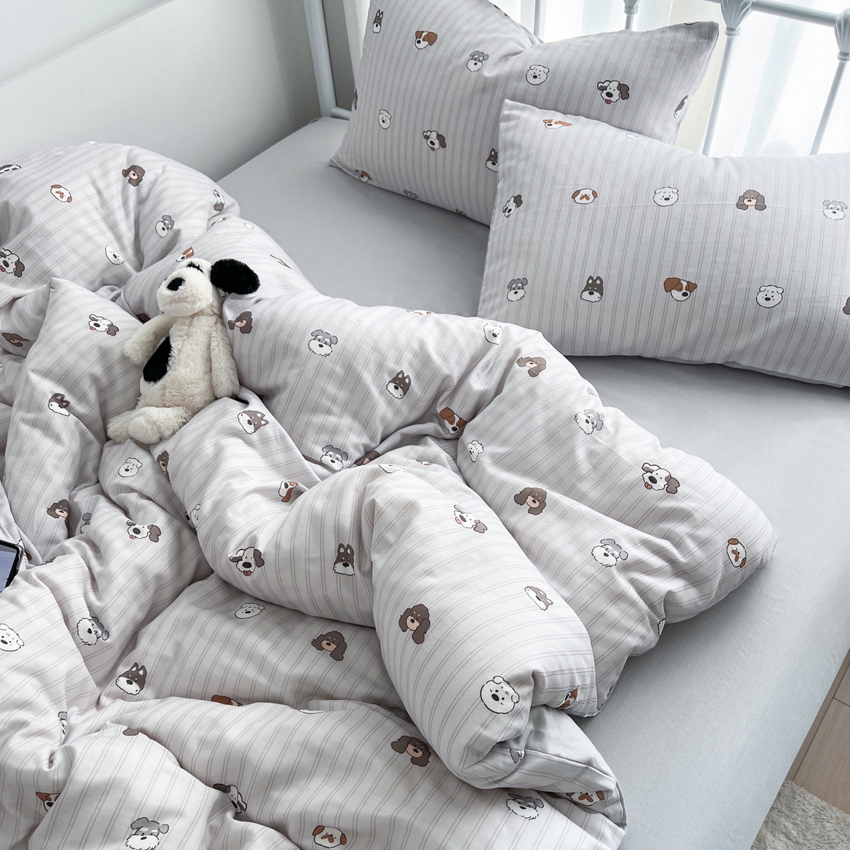 91家纺网 家纺一手货源 找家纺 （总）早晨家纺 2026新款INS博主风卡通A类全棉纯棉双层纱四件套