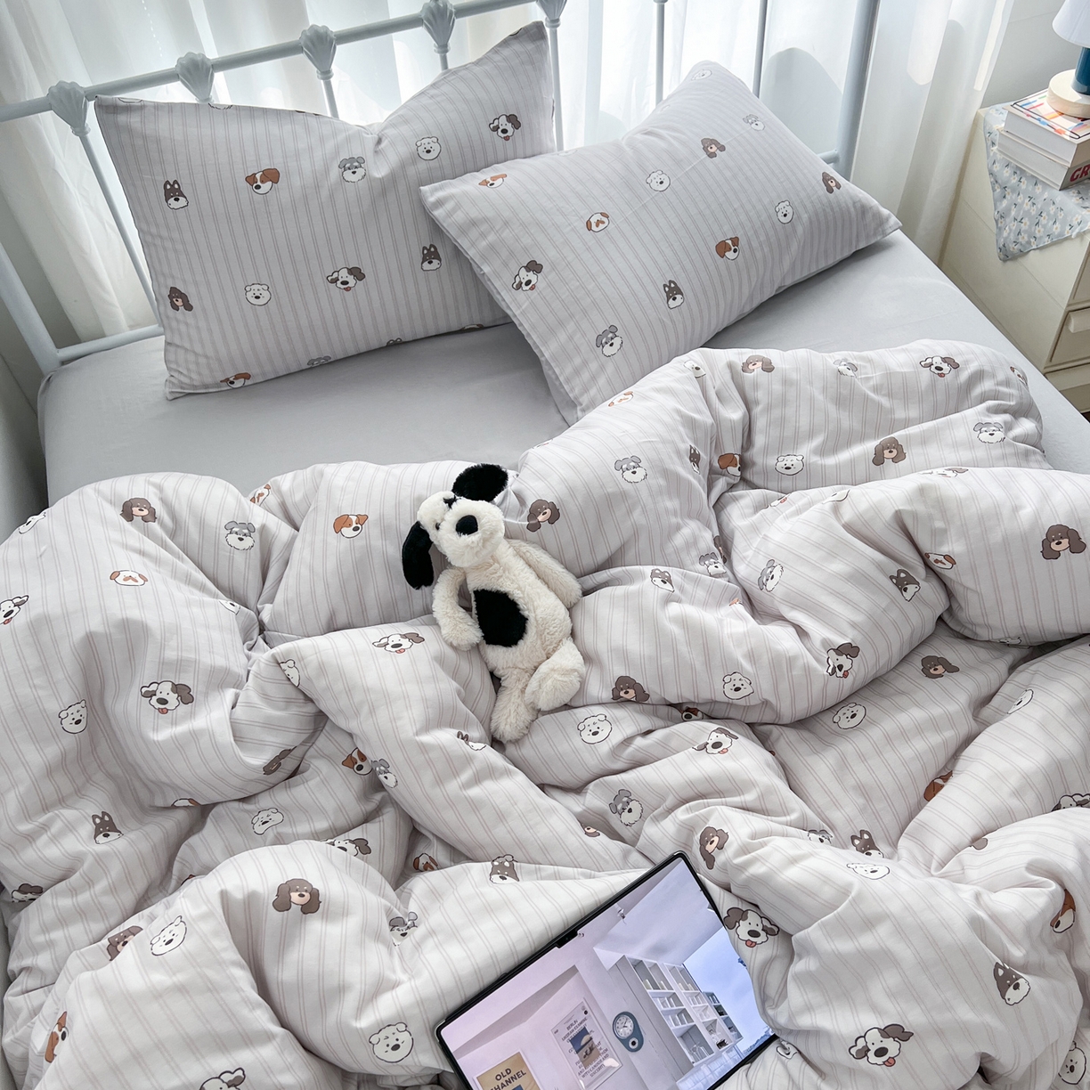 91家纺网 家纺一手货源 找家纺 （总）早晨家纺 2026新款INS博主风卡通A类全棉纯棉双层纱四件套